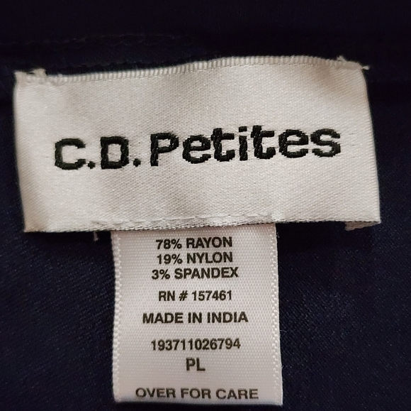 C.D. Petites Navy Pull-On Capri Pants LP Grommet Hem Stretch Cathy Daniels - Picture 5 of 5